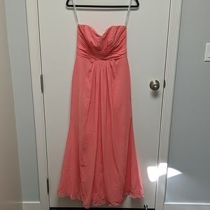 David's Bridal Coral Strapless Bridesmaids Dress